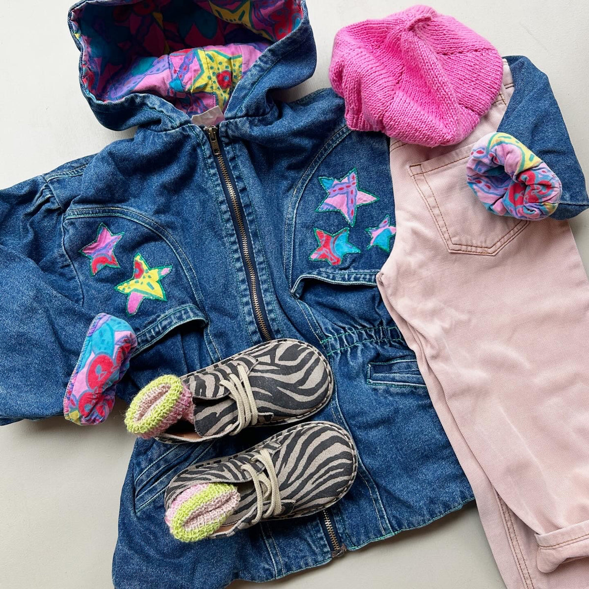 Vintage denimjakke med foer 104