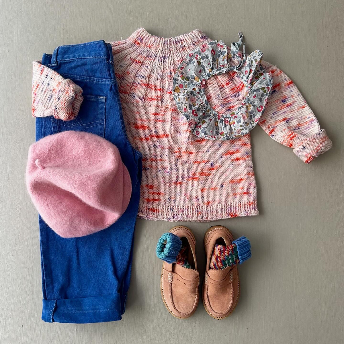 Baret hue i rosa uld 1-3år