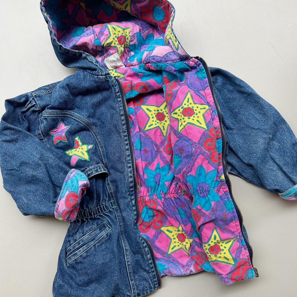 Vintage denimjakke med foer 104