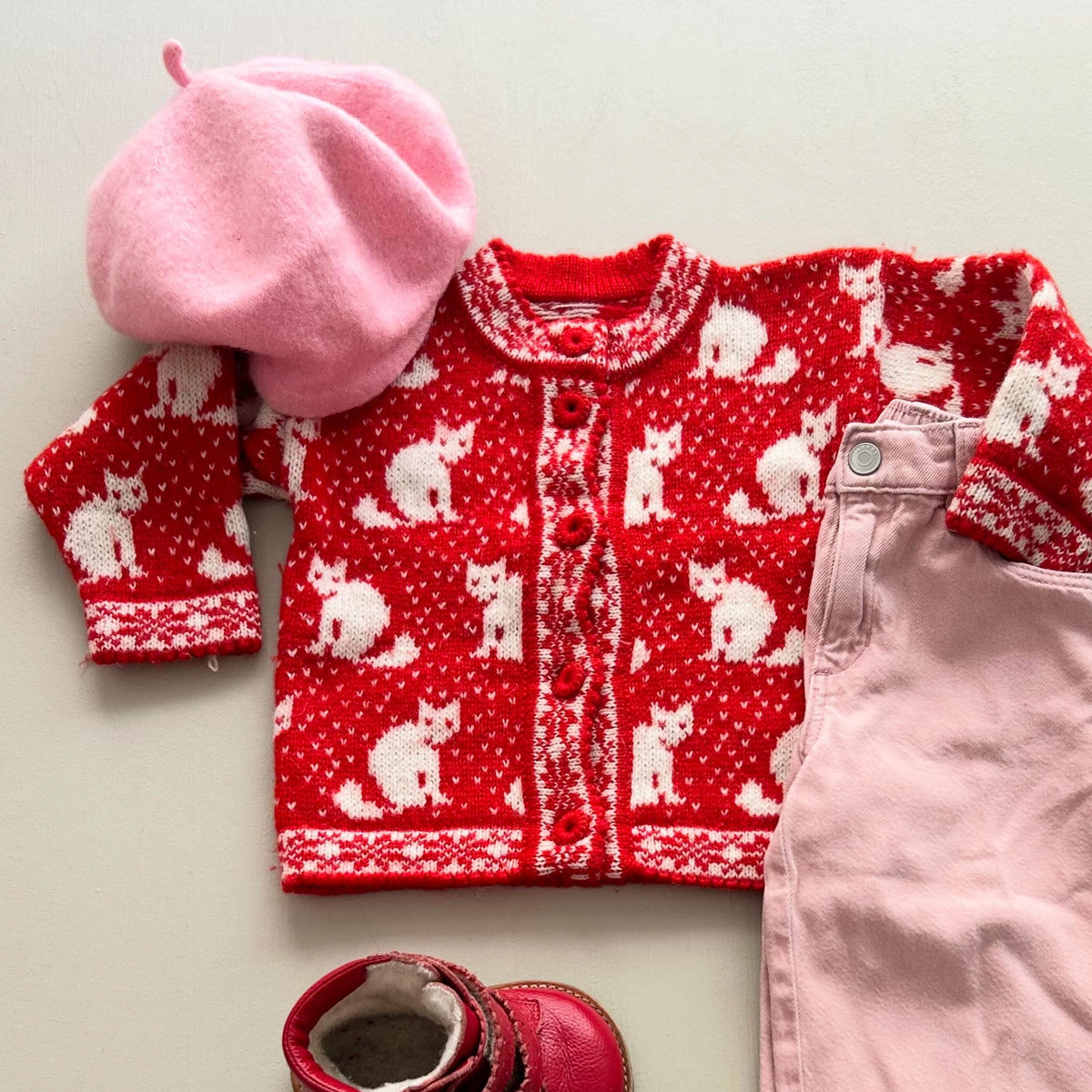 Baret hue i rosa uld 1-3år