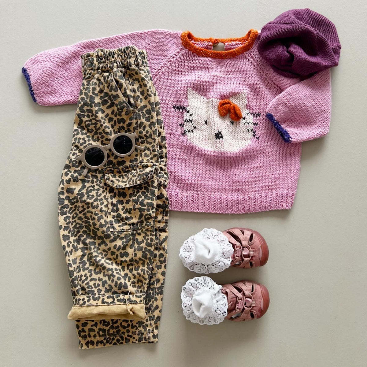 Striktrøje i uld med Hello Kitty 98/104