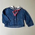Vintage denim matros skjorte 80