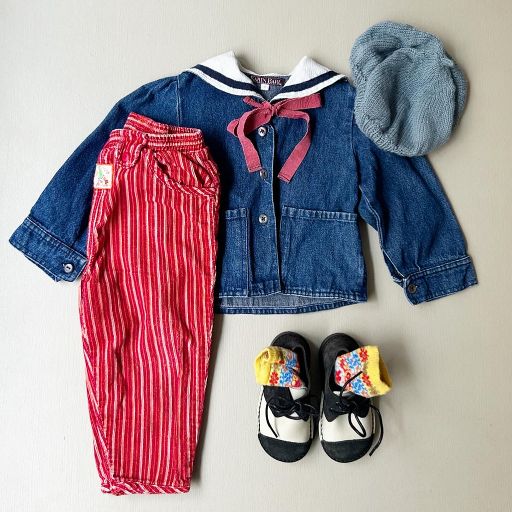 Vintage denim matros skjorte 80