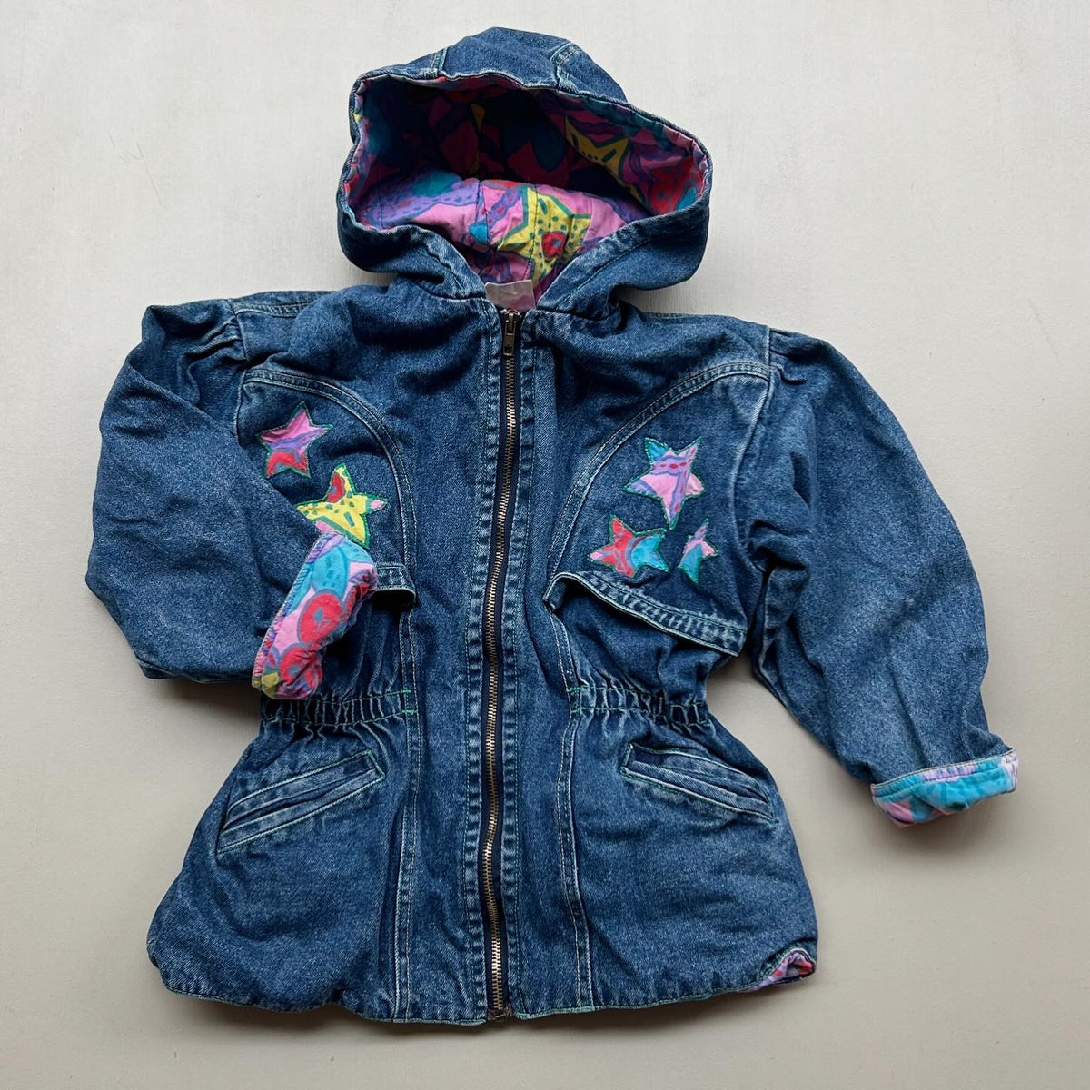 Vintage denimjakke med foer 104