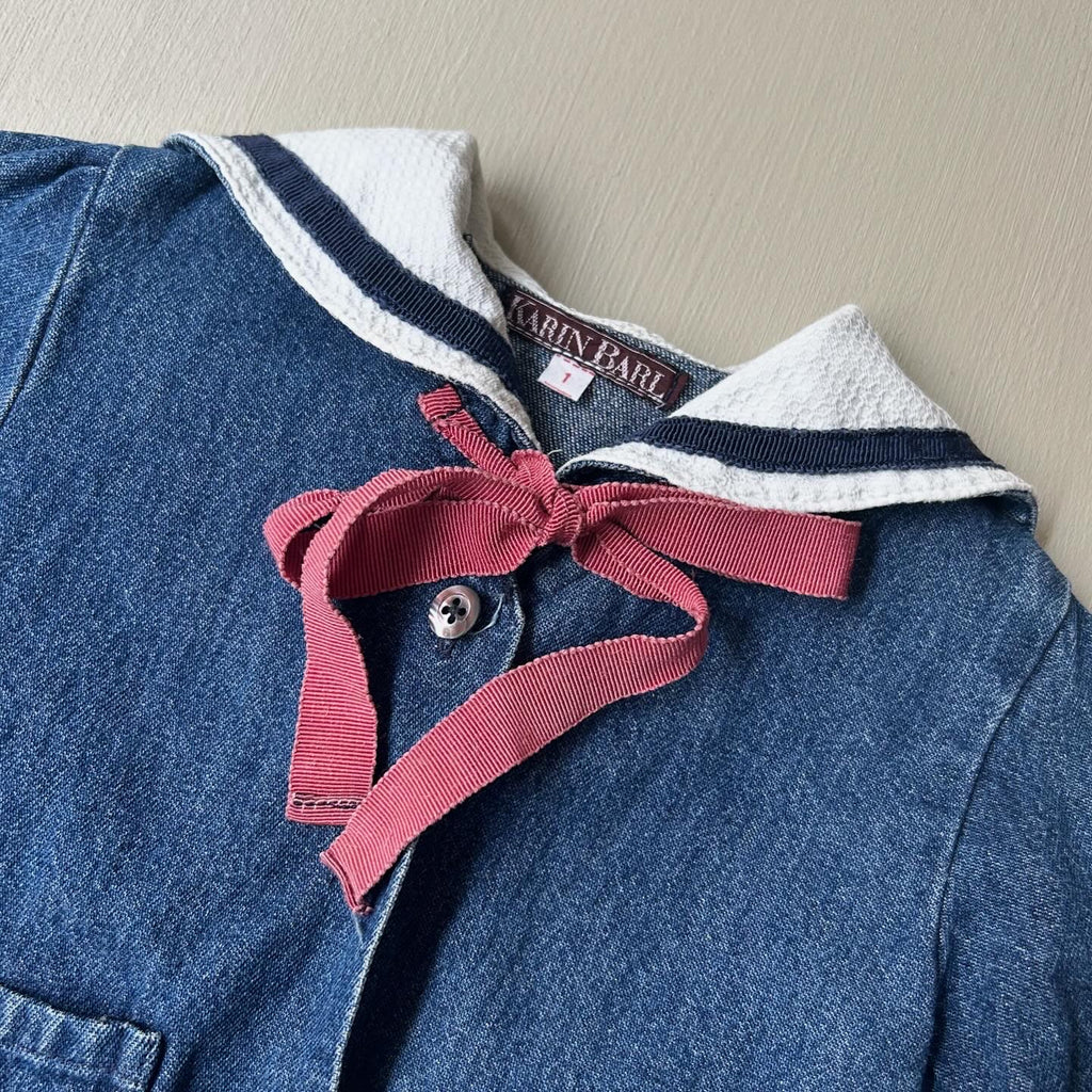 Vintage denim matros skjorte 80