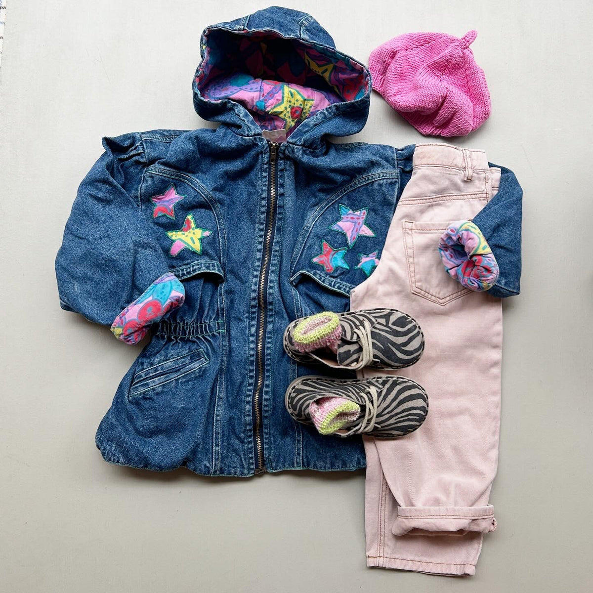 Vintage denimjakke med foer 104