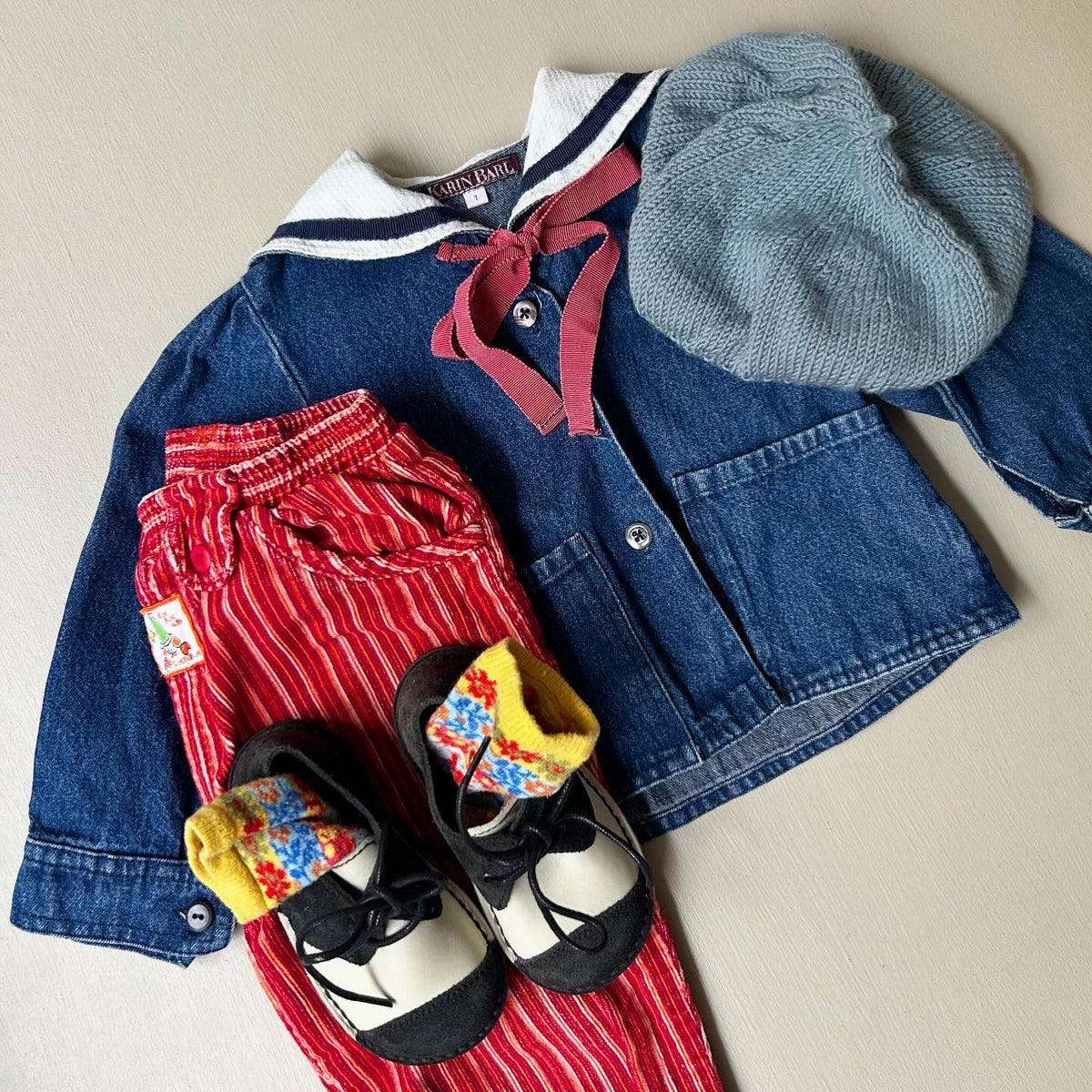Vintage denim matros skjorte 80