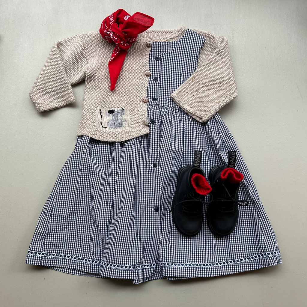 Cardigan i uld med mus 86/92