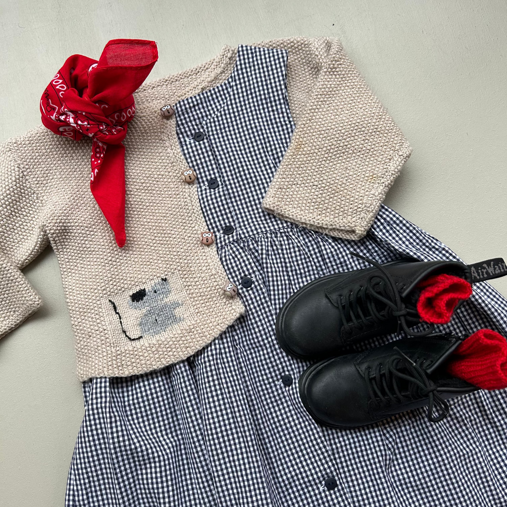 Cardigan i uld med mus 86/92