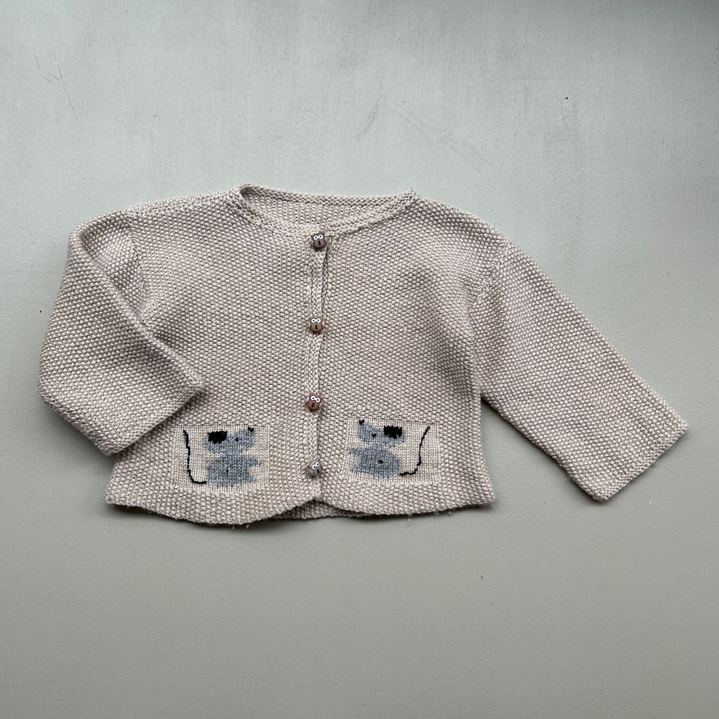 Cardigan i uld med mus 86/92