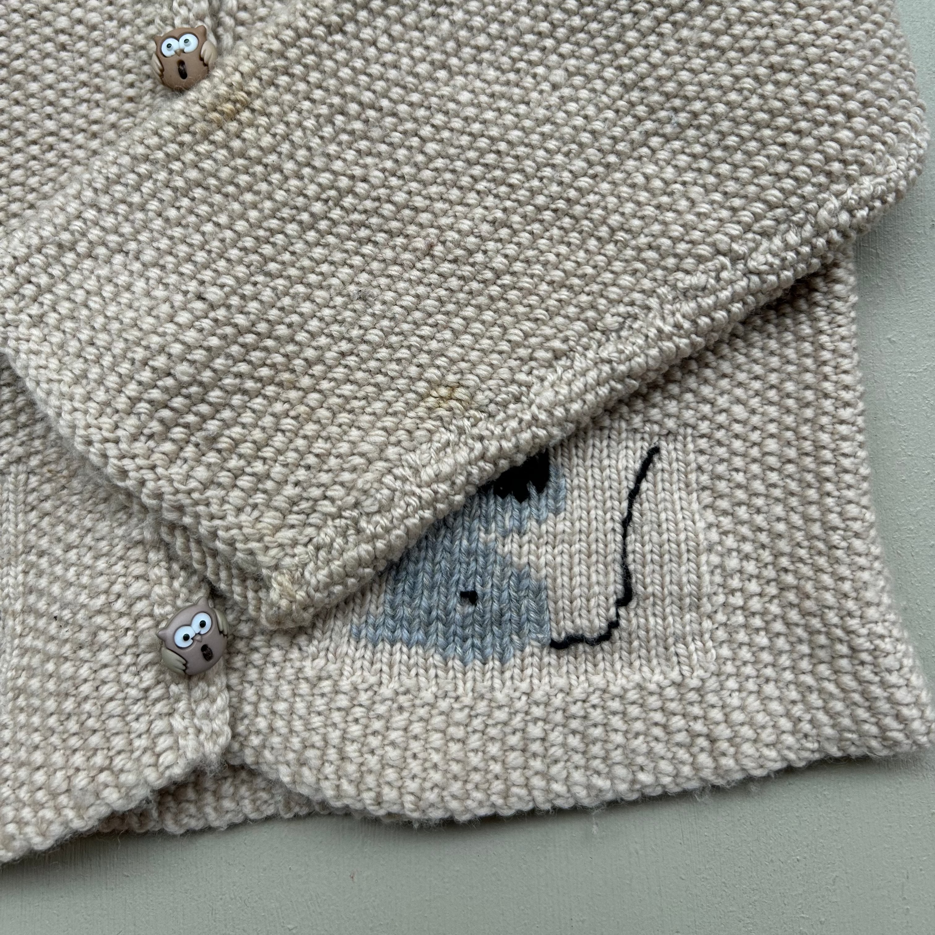 Cardigan i uld med mus 86/92