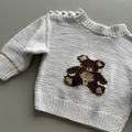 Strik i bomuld med bamse 80/86