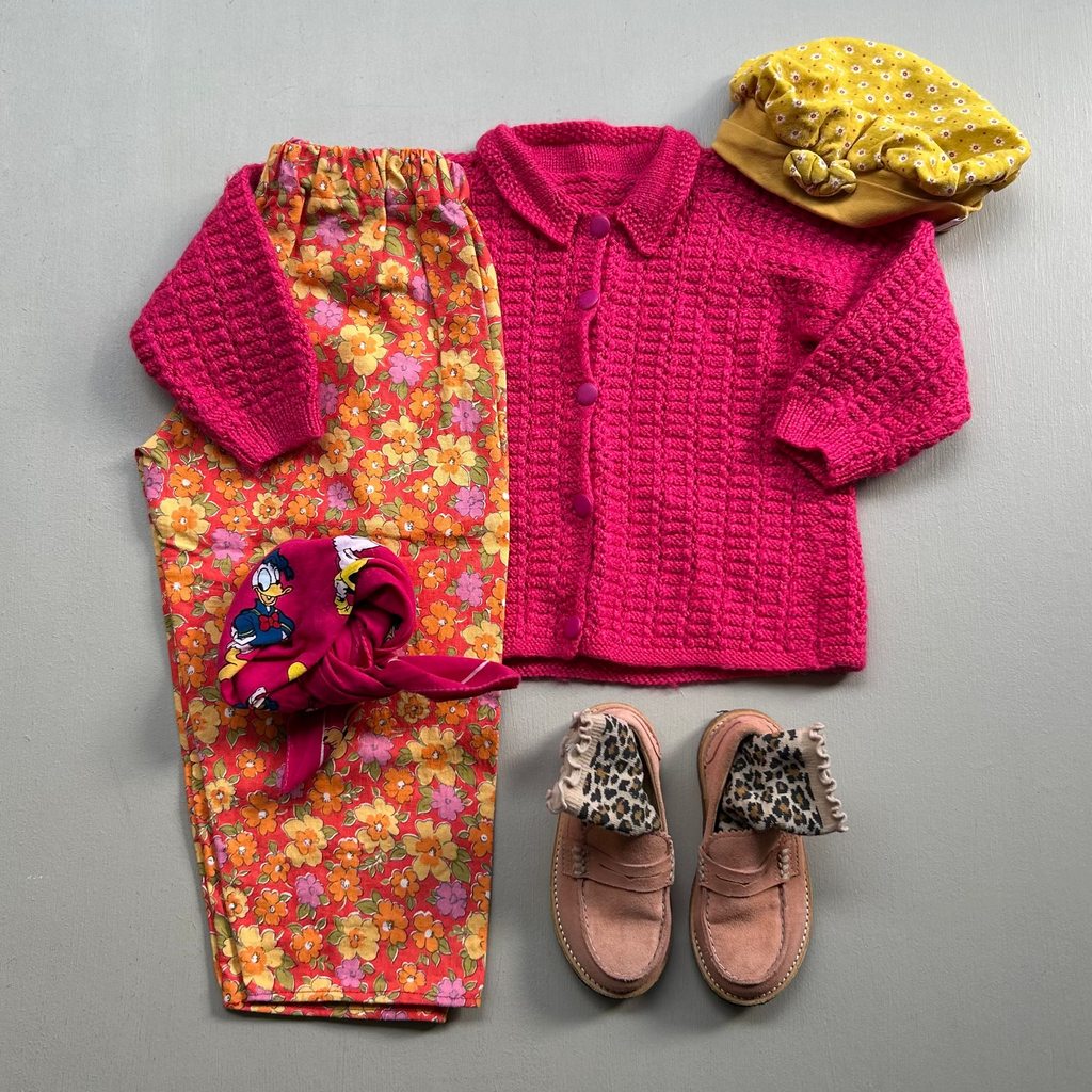 Cardigan i pink uld 92/98