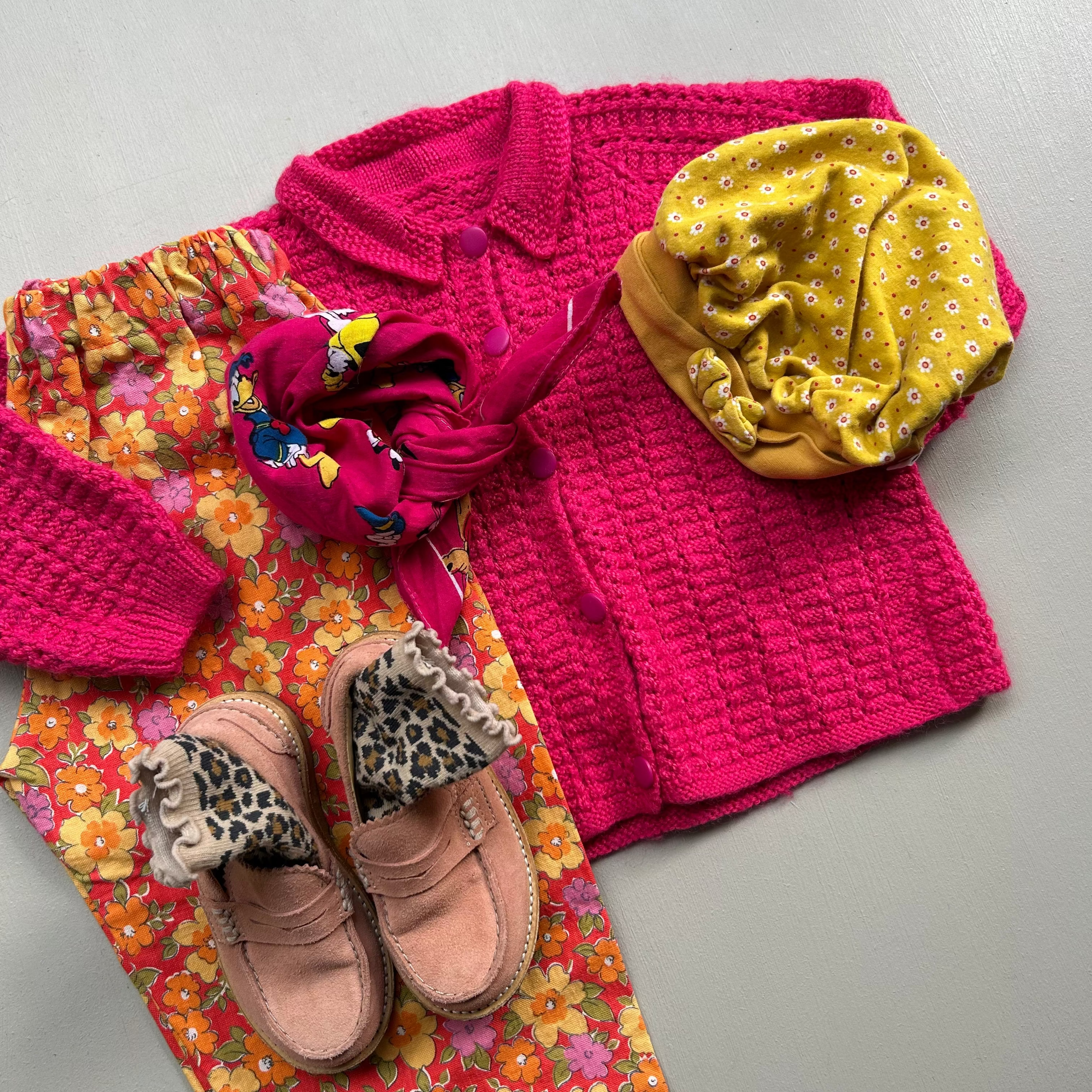 Cardigan i pink uld 92/98