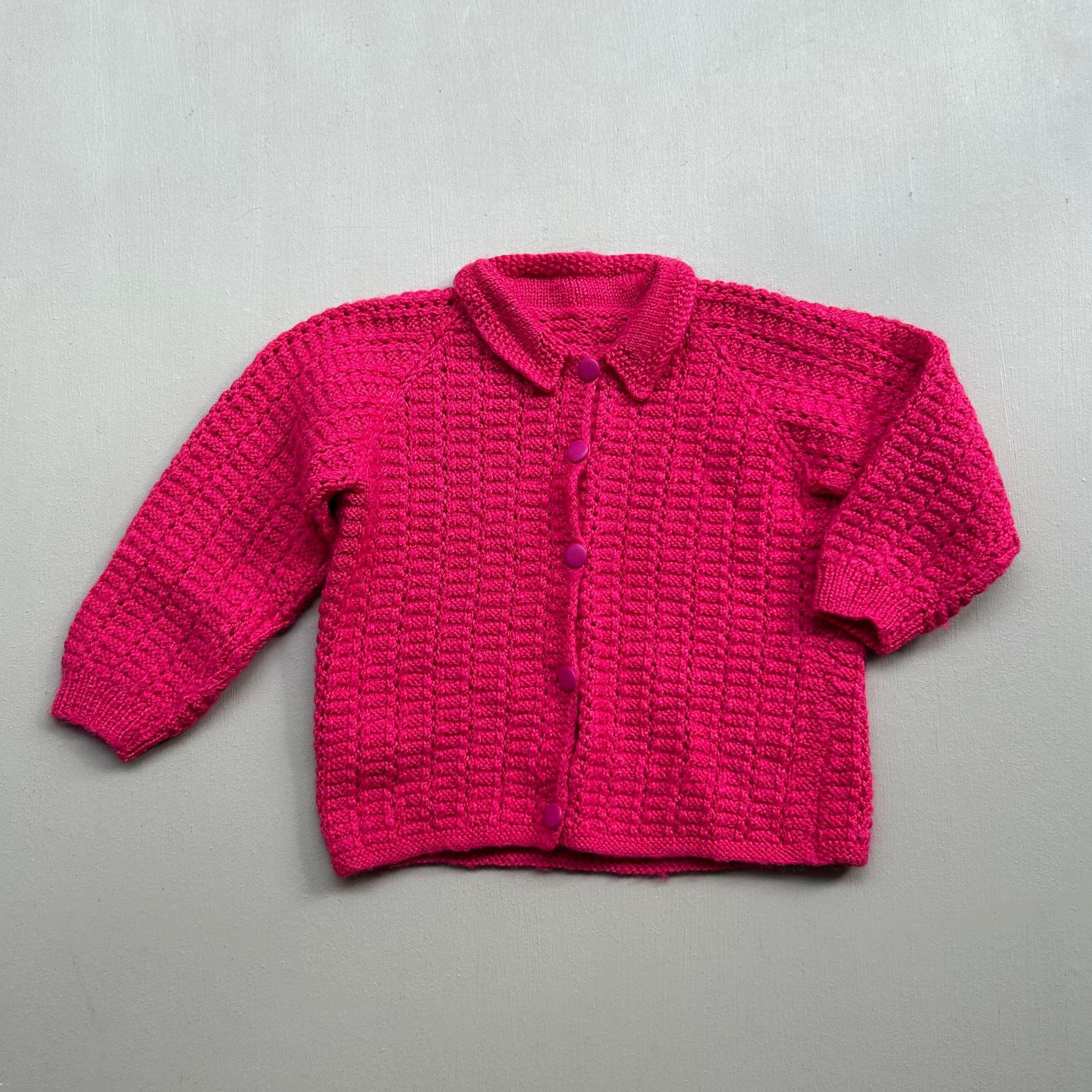 Cardigan i pink uld 92/98
